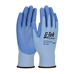 Pip 16-322 G-Tek Polykor Cut Gloves, Premium, Blue 18G Seamless Knit, Pu Smooth Grip, Class A2