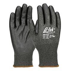 G-Tek 16-354 Seamless Knit Polykor® Blended Gloves With Nitrile Coated Foam Grip On Palm & Fingers, Black, Class A5