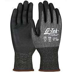 G-Tek 16-378 Seamless Knit Polykor® X7 Blended Gloves With Nitrile Coated Foam Grip On Palm & Fingers, Touchscreen Compatible, Black, Class A7