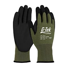 Pip-16-399 G-Tek Polykor Cut Gloves, 13G Green Shell With X7 Tech, Black Neofoam Ms Grip, Class A9