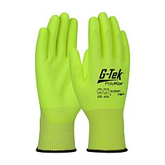 Pip-16-520Hy G-Tek Polykor, Hi-Vis 13G Blended Shell, Hi-Vis Polyurethane Grip, Class A3