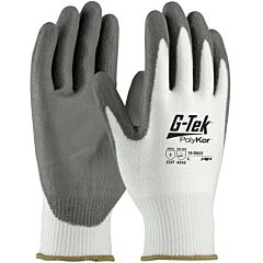 G-Tek 16-D622 Seamless Knit Polykor® Blended Gloves With Polyurethane Coated Flat Grip On Palm & Fingers, White, Class A2