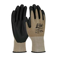 G-Tek 34-605 Seamless Knit Nylon Gloves With Neofoam® Coated Palm & Fingers, Medium Duty, Brown, Class A3