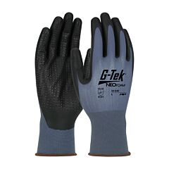 G-Tek 34-640 Seamless Knit Nylon Gloves With Neofoam® Coated Palm & Fingers, Micro Dotted Grip, Blue, Class A3