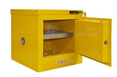 Durham 1002S-50 Flammable Storage Cabinet, 2 Gallon, 1 Door, Self Close, 1 Shelf, Safety Yellow
