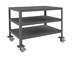 Durham Mtm243630-2K395 Mobile Mt Workbench, 3 Shelves, 24 X 36