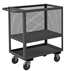 Durham 4Slt-Ex3048-5Po-95 4 Sided Mesh Low Deck Truck, 2 Shelves