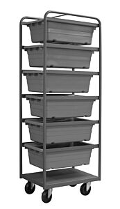 Durham Tbr-183072-6-5Po-95 Tub Rack, 6 Gray Bins And Bottom Shelf