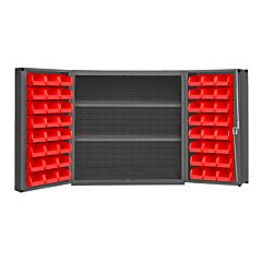 Durham Dc-243636-48-2S-1795 Cabinet, 2 Shelves, 48 Red Bins