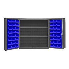 Durham Dc-243636-48-2S-5295 Cabinet, 2 Shelves, 48 Blue Bins