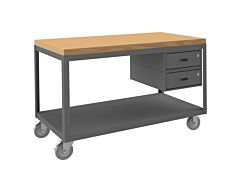 Durham Hmt-2448-2-Mt-2Dr-95 High Deck Mobile Table, 2 Shelves