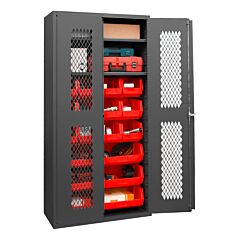 Durham Emdc-361872-18B-2S-1795 Ventilated Cabinet, 2 Shelves, 18 Bins