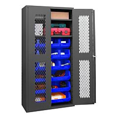 Durham Emdc-361872-18B-2S-5295 Ventilated Cabinet, 2 Shelves, 18 Bins