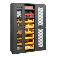 Durham Emdc-361872-18B-2S-95 Ventilated Cabinet, 2 Shelves, 18 Bins