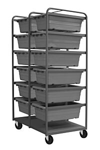 Durham Tbr-303672-12-5Po-95 Tub Rack, 12 Gray Bins And Bottom Shelf