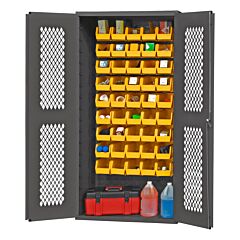 Durham Emdc361845B95 Ventilated Cabinet, 45 Yellow Bins