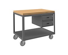 Durham Hmt-2436-2-Mt-2Dr-95 High Deck Mobile Table, 2 Shelves