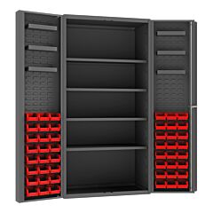 Durham Dc36-48-4S6Ds-1795 Cabinet, 4 Shelves, 48 Red Bins