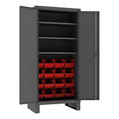 Durham 3702-16-3S-1795 Cabinet, 3 Shelves, 16 Red Bins