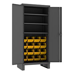 Durham 3702-16-3S-95 Cabinet, 3 Shelves, 16 Yellow Bins