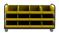 Durham Tbr-187847-12B-5Pu-95 Tub Rack, 12 Yellow Bins And Push Handle