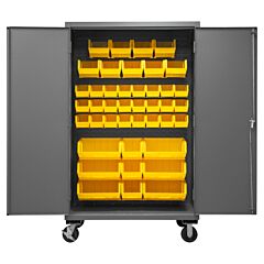 Durham 2502M-Blp-42-95 Mobile Cabinet, 42 Yellow Bins