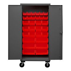 Durham Hdcm36-30-1795 Mobile Cabinet, 30 Red Bins