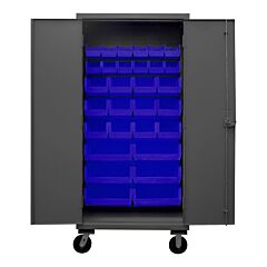Durham Hdcm36-30-5295 Mobile Cabinet, 30 Blue Bins