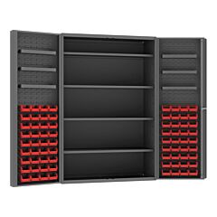 Durham Dc48-724S6Ds-1795 Cabinet, 4 Shelves, 72 Red Bins