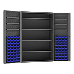 Durham Dc48-724S6Ds-5295 Cabinet, 4 Shelves, 72 Blue Bins