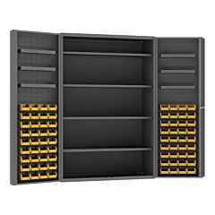Durham Dc48-724S6Ds-95 Cabinet, 4 Shelves, 72 Yellow Bins