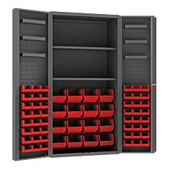 Durham Dc36-642S6Ds-1795 Cabinet, 2 Shelves, 64 Red Bins