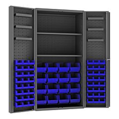 Durham Dc36-642S6Ds-5295 Cabinet, 2 Shelves, 64 Blue Bins