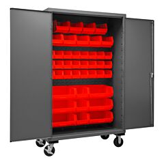 Durham 3502M-Blp-42-1795 Mobile Cabinet, 42 Red Bins
