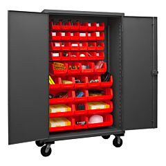 Durham Hdcm48-42-1795 Mobile Cabinet, 42 Red Bins