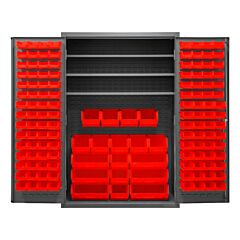 Durham 3502-138-3S-1795 Cabinet, 3 Shelves, 138 Red Bins