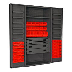 Durham Dcbdlp524Rdr-1795 4 Drawer Cabinet, 2 Shelves, 52 Bins