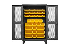 Durham Hdcv48-42B-95 Ventilated Cabinet, 42 Yellow Bins