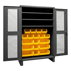 Durham Hdcv48-18B-3S95 Ventilated Cabinet, 3 Shelves, 18 Bins