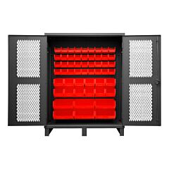 Durham Hdcv60-54B-1795 Ventilated Cabinet, 54 Red Bins