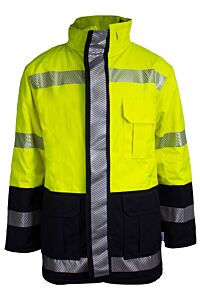 Drifire C18Tzmqhc3Mdsh Fr Hybrid Lined Parka Class 3, Yellow/Navy, Size Medium/Short