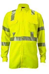 Drifire Df2-Ax3-324Ls-Hy-Lgt Fr 12 Cal Hi-Vis Utility Shirt Class 3, Yellow, Size Large/Tall