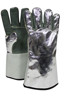 National Safety Apparel Djxg395 Alum Glove Wool Lined Leather Palm 13" H2, Silver/Green