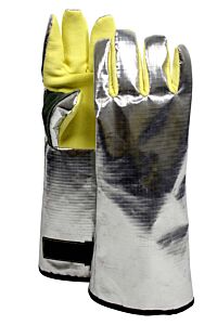 National Safety Apparel G04H5Vb17 Carbonalum Glove Wool Lined Kev Palm 17", Silver/Yellow