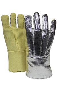 National Safety Apparel G51Tcvb11614 Thermoalum Back Glove Wool Lined, 14", H4, Silver/Yellow, Size