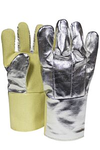 National Safety Apparel G64Tcsr0114 Thermoalum Back Glove Rev Wool Line 14" H5, Silver/Yellow, Size