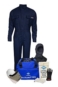 Enespro Kit2Tc8Npvb5X11 Tecgen Fr 8 Cal Coverall Kit W/ Voltage Gloves, Navy, Size 5X-Large
