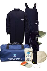 Enespro Kit4Sc40Lflg08 Compliance 40 Cal Coat Bib Kit Lift Hood & Voltage Gloves, Navy, Size Large