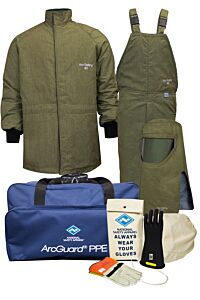 Arcguard Kit4Sclt402X09 Revolite 40 Cal Coat Bib Kit & Gloves, Olive, Size 2X-Large