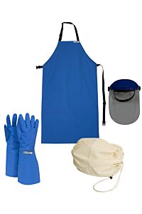 Cryogen Safety Kitcr002Smel Kit W/ Water-Resistant Gloves, Elbow Length, Blue, Size Small